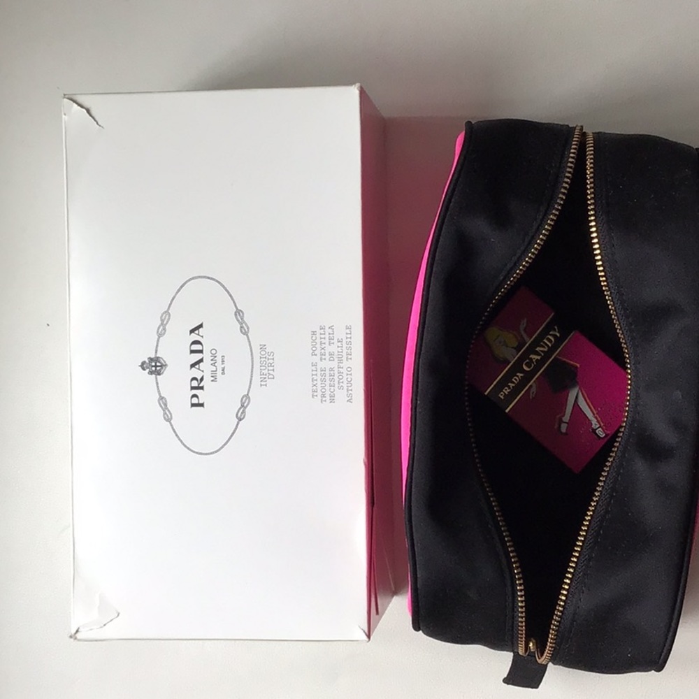 PRADA FUSHIA PINK SATIN POUCH - Picture 5 of 5